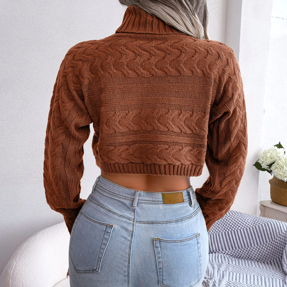 Jolina | warme cropped coltrui-Blazers & Vesten-Calora-Groen-S-Calora