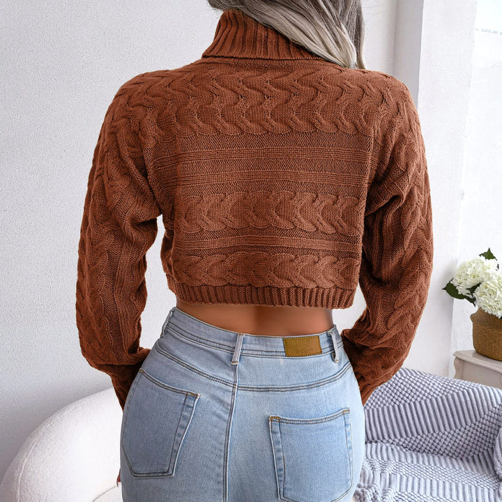 Jolina | warme cropped coltrui-Blazers & Vesten-Calora-Groen-S-Calora