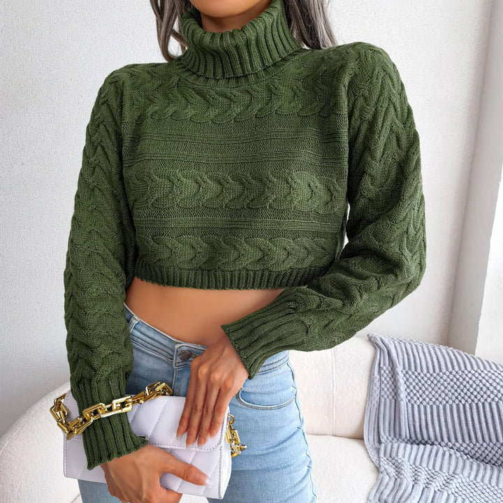 Jolina | warme cropped coltrui-Blazers & Vesten-Calora-Groen-S-Calora