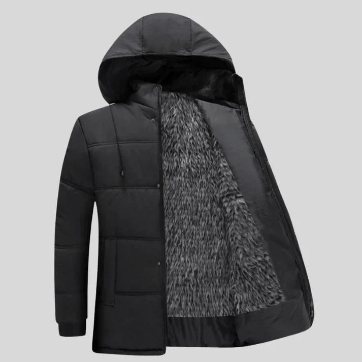 Jorik | Warme Winterjas met Capuchon en Voering-Zomer Jassen-Calora-Zwart Grijs-XS-Calora