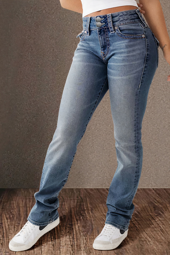 Jovita | Rechte Casual Spijkerbroek Dames-Pantalons-Calora-Lichtblauw-XS-Calora