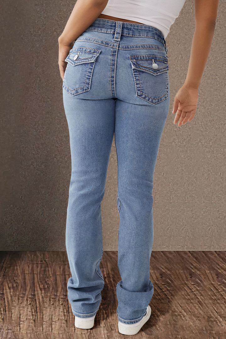 Jovita | Rechte Casual Spijkerbroek Dames-Pantalons-Calora-Lichtblauw-XS-Calora