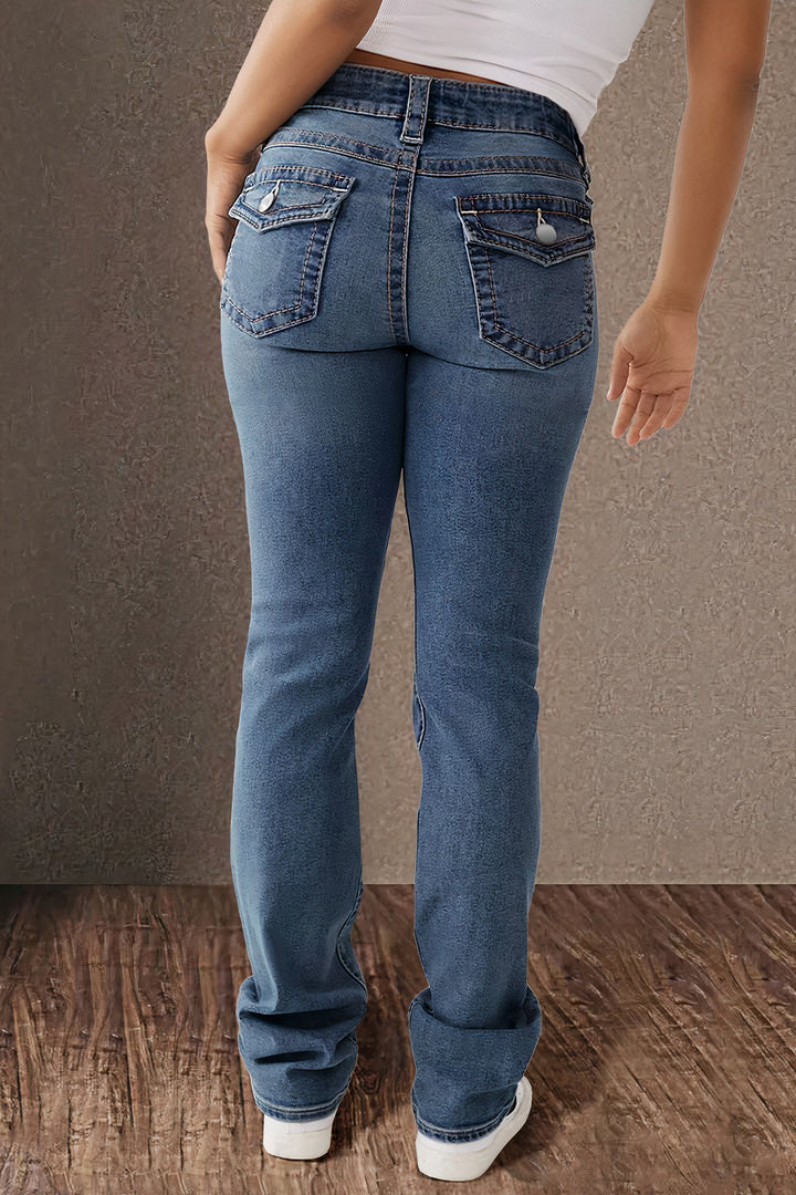 Jovita | Rechte Casual Spijkerbroek Dames-Pantalons-Calora-Lichtblauw-XS-Calora