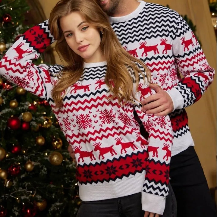 Joyce | Feestelijke kersttrui voor koppels-Shirts & Topjes-Calora-Wit-Vrouw-M-Calora