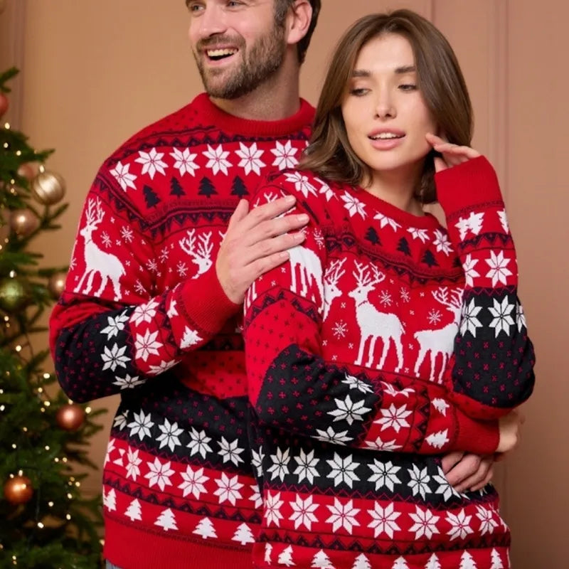 Joyce | Feestelijke kersttrui voor koppels-Shirts & Topjes-Calora-Xmas Rood-Vrouw-M-Calora