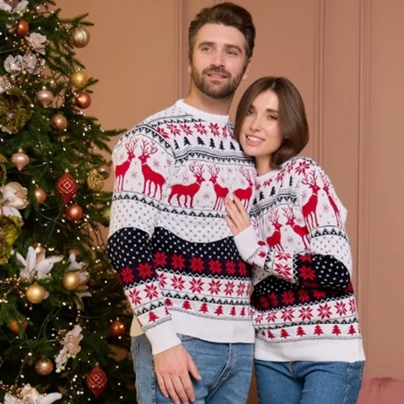 Joyce | Feestelijke kersttrui voor koppels-Shirts & Topjes-Calora-Xmas Wit-Vrouw-M-Calora