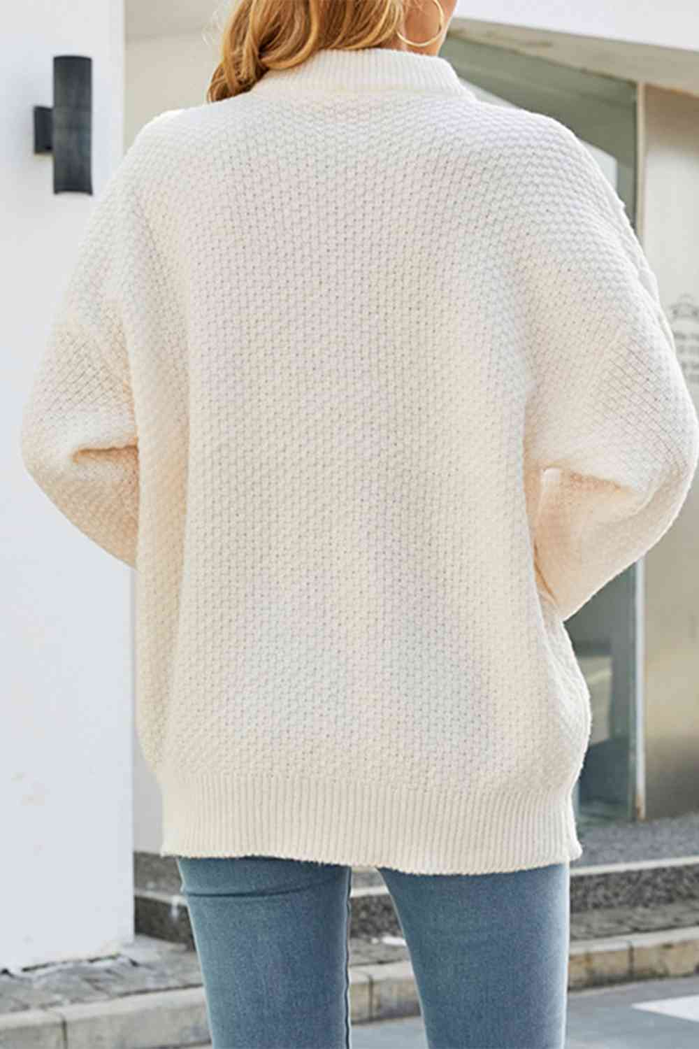 Kabelgebreide trui met lange mouwen-Blazers & Vesten-Calora-Wit-S-Calora