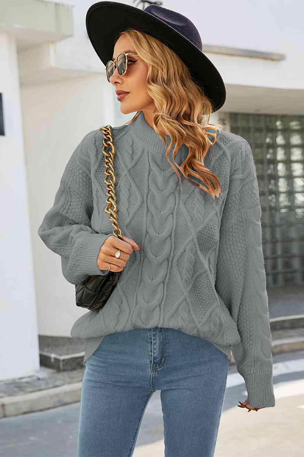 Kabelgebreide trui met lange mouwen-Blazers & Vesten-Calora-Wit-S-Calora