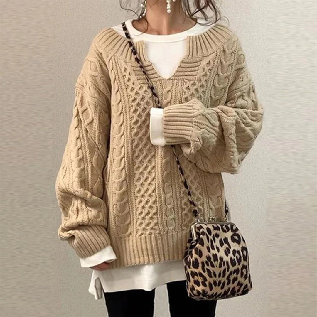 Kabeltrui voor dames-Blazers & Vesten-Calora-Khaki-S-Calora