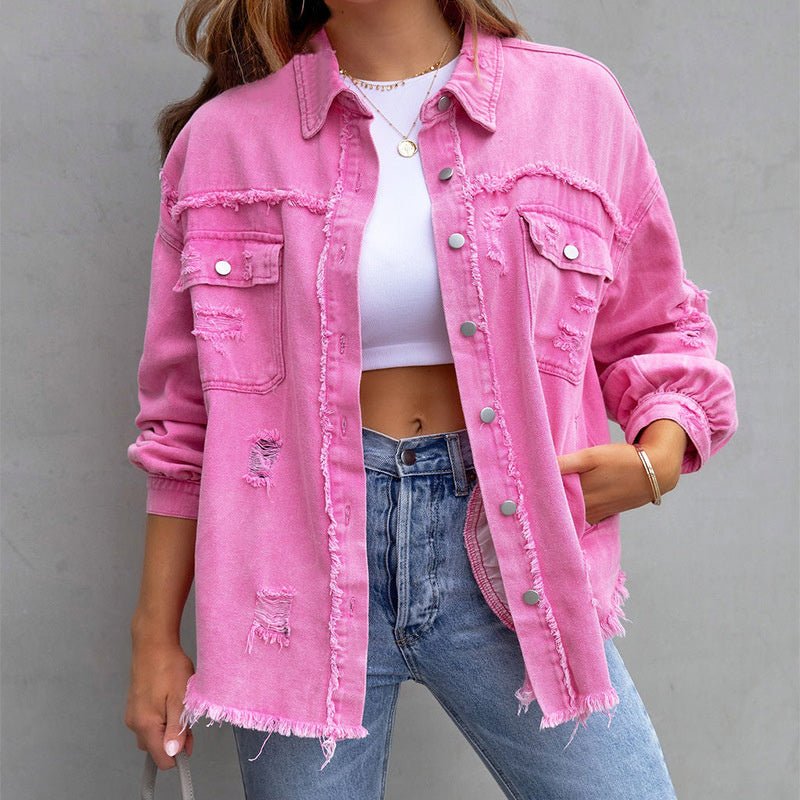 Karin | Modieuze Spijkerjas in Kleur-Zomer Jassen-Calora-Roze-S-Calora