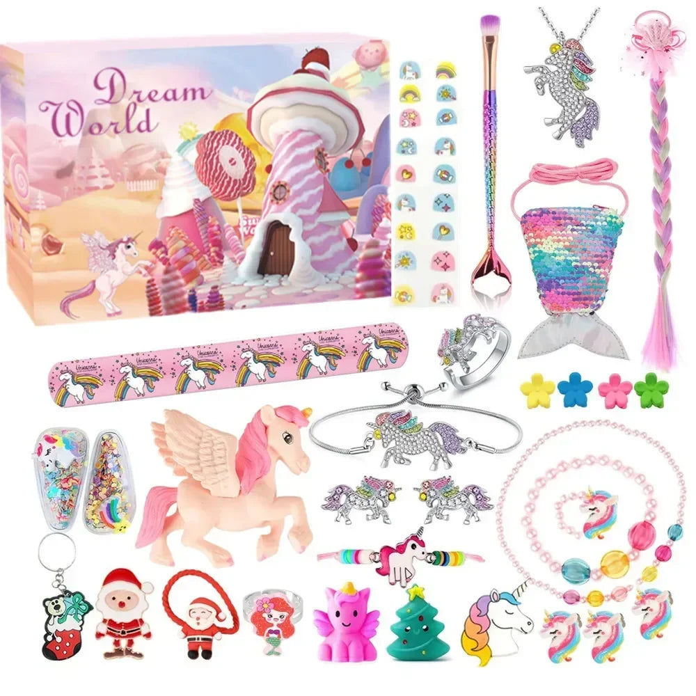 Kerst Adventskalender Gift Box voor Meisjes - DIY Sieraden Haarspeld Speelgoed-Beauty-Calora-7-Calora