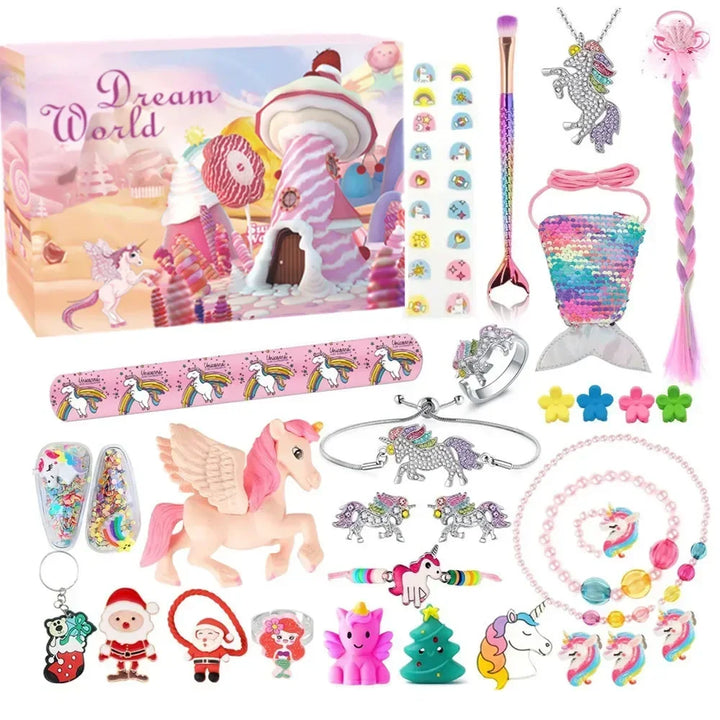 Kerst Adventskalender Gift Box voor Meisjes - DIY Sieraden Haarspeld Speelgoed-Beauty-Calora-7-Calora