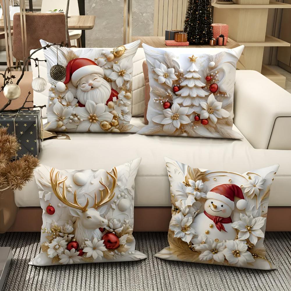 CALORA_ Kerst Charme Velours Kussenhoezen | Set van 4