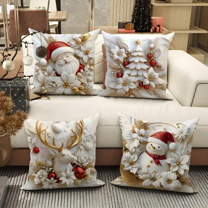 CALORA_ Kerst Charme Velours Kussenhoezen | Set van 4