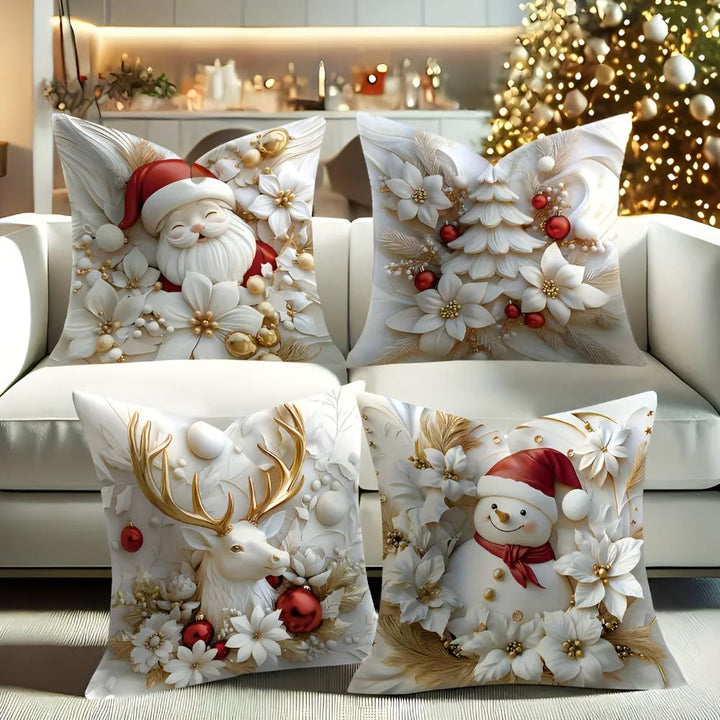 CALORA_ Kerst Charme Velours Kussenhoezen | Set van 4