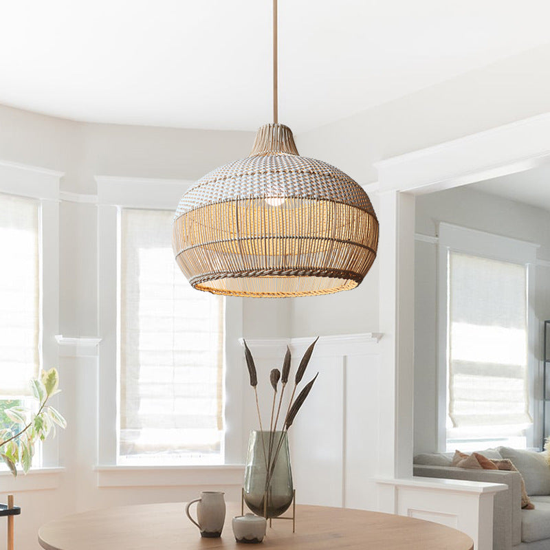 CALORA_ Kiyomi | Handgeweven Rotan Hanglamp voor Keukeneiland met Rieten Lampenkap