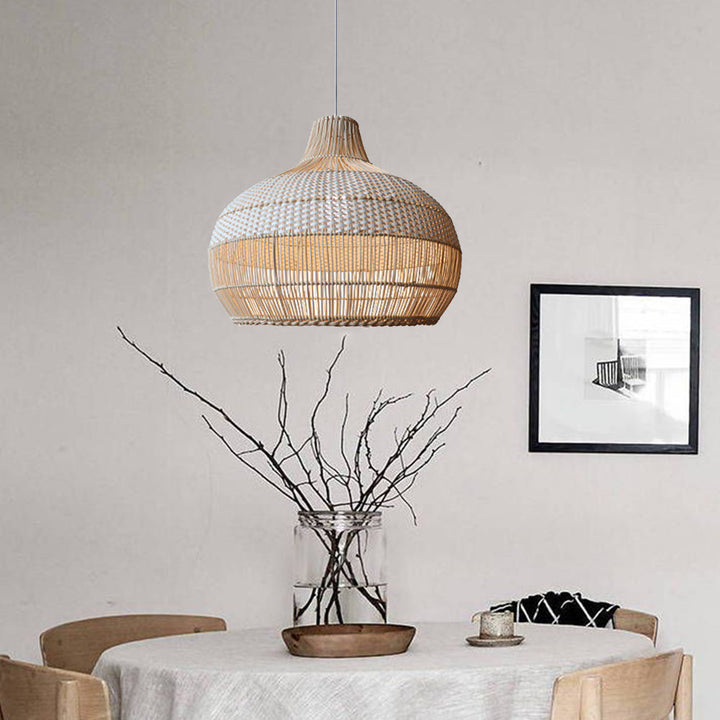 CALORA_ Kiyomi | Handgeweven Rotan Hanglamp voor Keukeneiland met Rieten Lampenkap