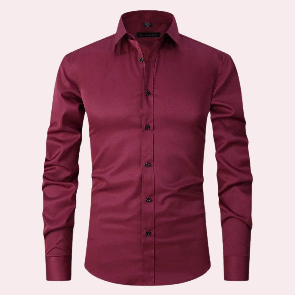 Klassiek stretch herenoverhemd-Overhemden-Calora-Bourgondisch-S-Calora
