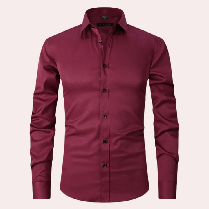 Klassiek stretch herenoverhemd-Overhemden-Calora-Bourgondisch-S-Calora