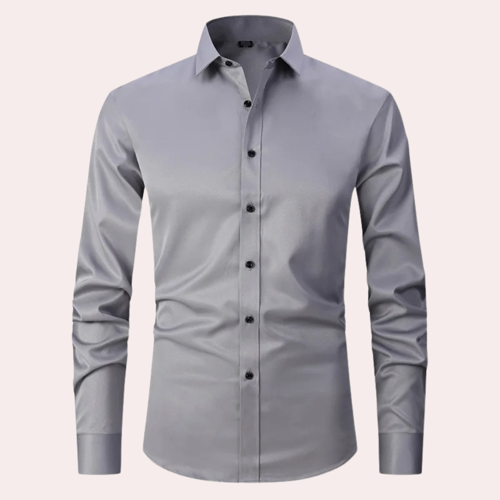 Klassiek stretch herenoverhemd-Overhemden-Calora-Grijs-S-Calora