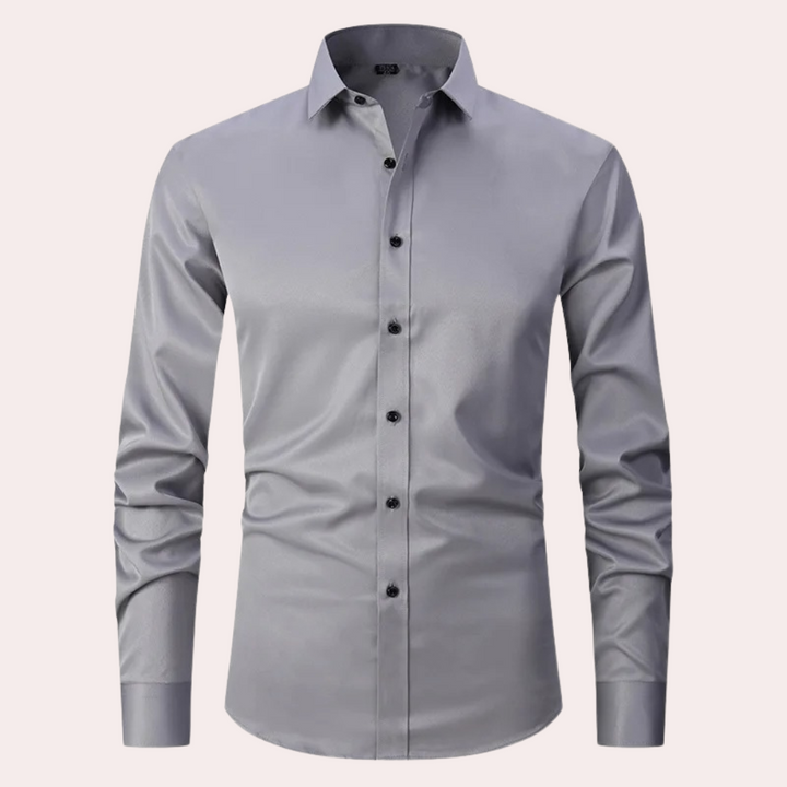 Klassiek stretch herenoverhemd-Overhemden-Calora-Grijs-S-Calora