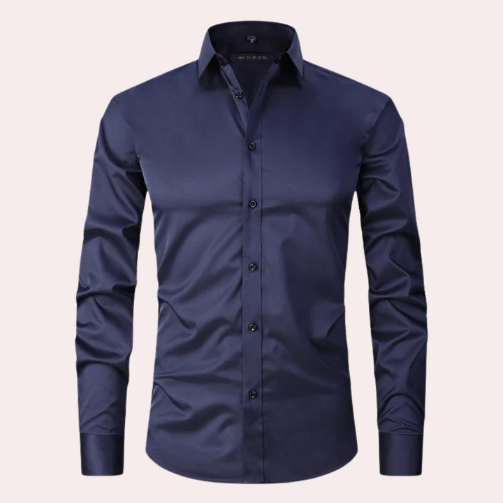 Klassiek stretch herenoverhemd-Overhemden-Calora-Marineblauw-S-Calora