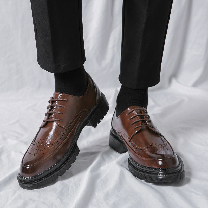 CALORA_ Klassieke Britse Brogue Heren Schoenen – Trendy Leren Casual Stijl