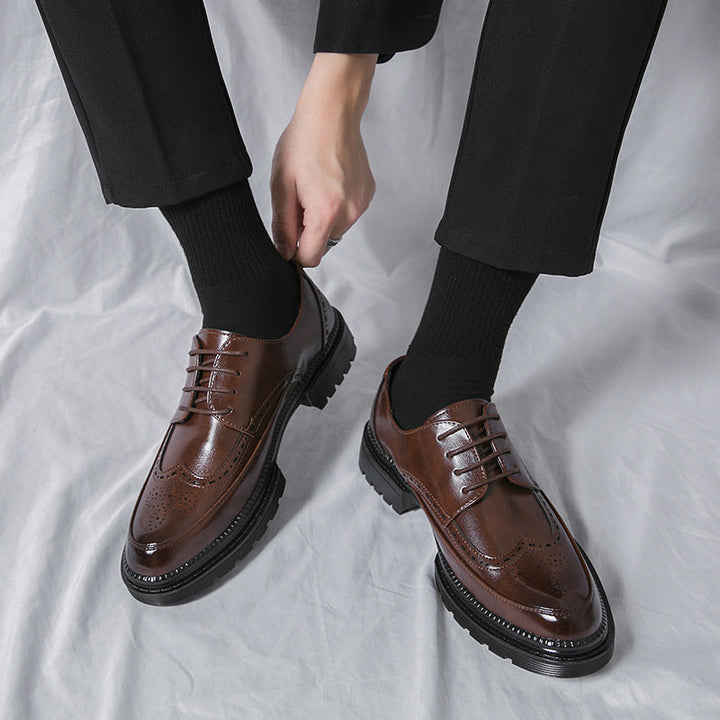 CALORA_ Klassieke Britse Brogue Heren Schoenen – Trendy Leren Casual Stijl