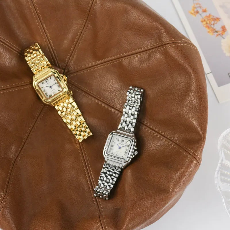 Klassieke Vierkante Dames Diamanten Horloge-Horloges-Calora-Zilver Diamant-Calora