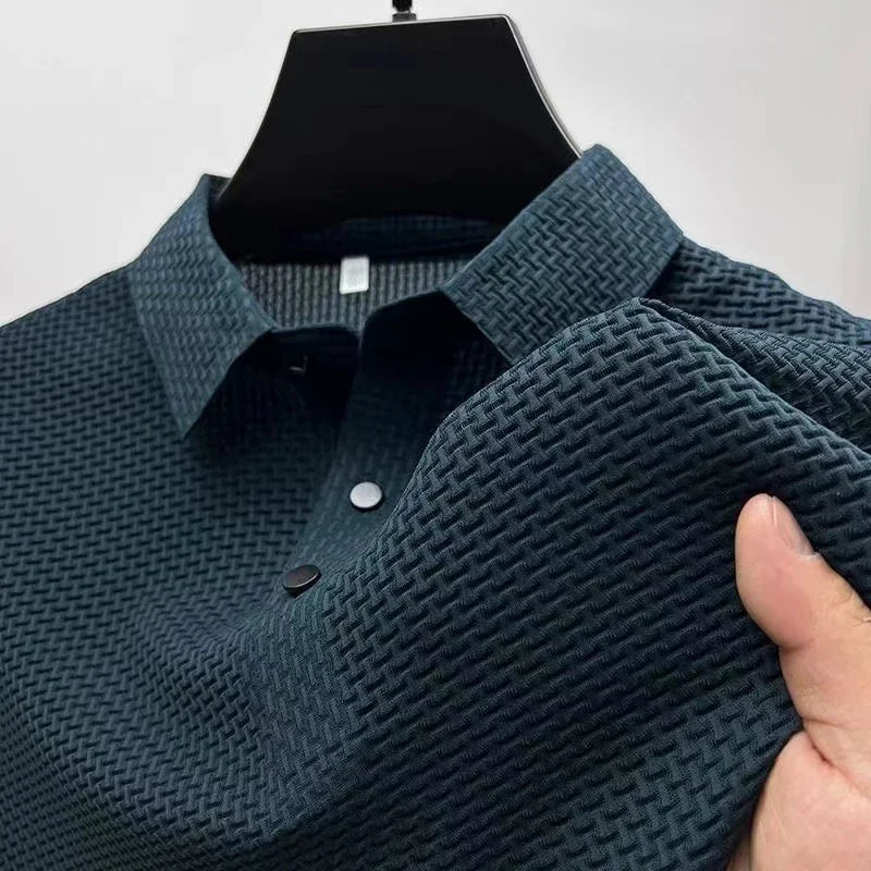 CALORA_ Korte Mouwen Zakelijke Poloshirt met Motief voor Mannen