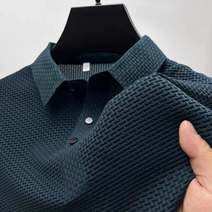 CALORA_ Korte Mouwen Zakelijke Poloshirt met Motief voor Mannen