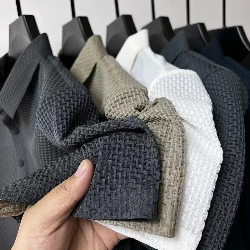 CALORA_ Korte Mouwen Zakelijke Poloshirt met Motief voor Mannen