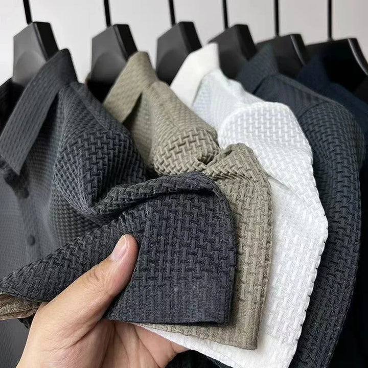 CALORA_ Korte Mouwen Zakelijke Poloshirt met Motief voor Mannen