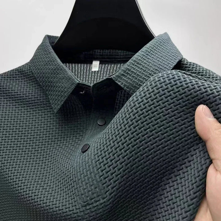 CALORA_ Korte Mouwen Zakelijke Poloshirt met Motief voor Mannen
