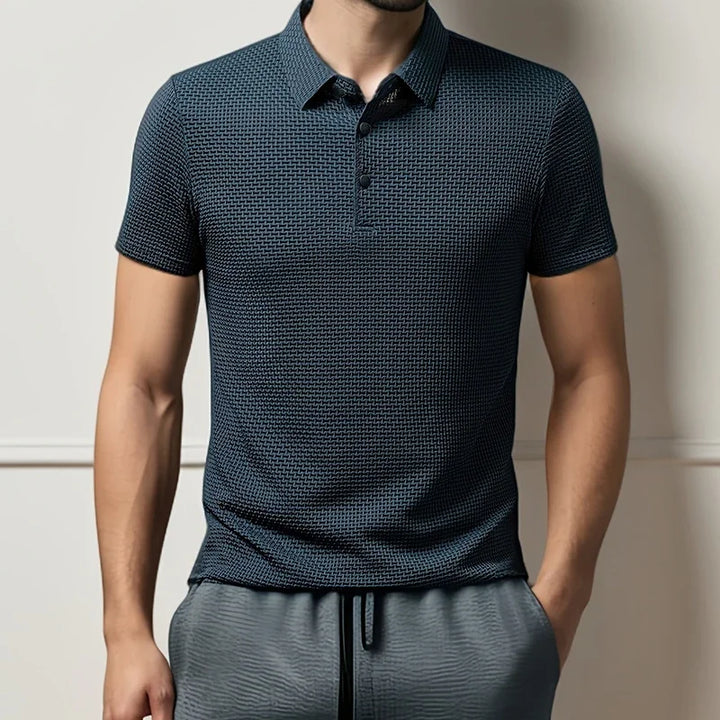 CALORA_ Korte Mouwen Zakelijke Poloshirt met Motief voor Mannen