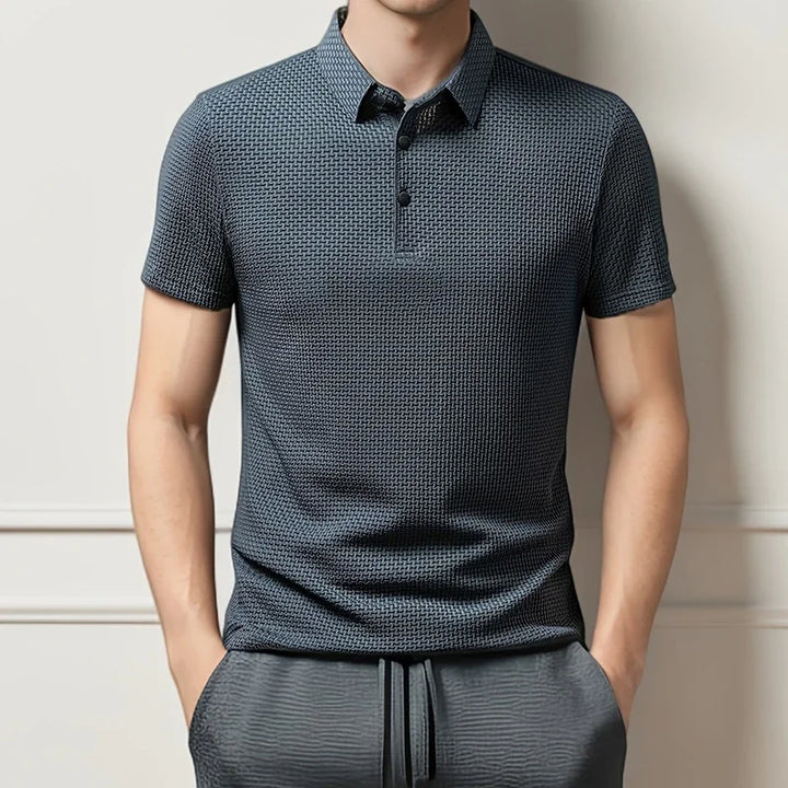 CALORA_ Korte Mouwen Zakelijke Poloshirt met Motief voor Mannen