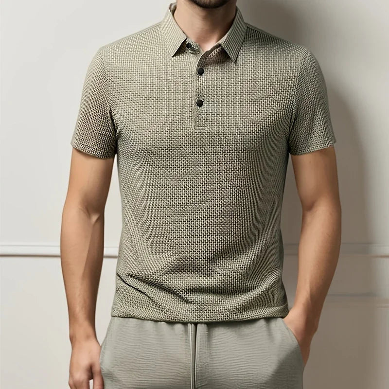 CALORA_ Korte Mouwen Zakelijke Poloshirt met Motief voor Mannen