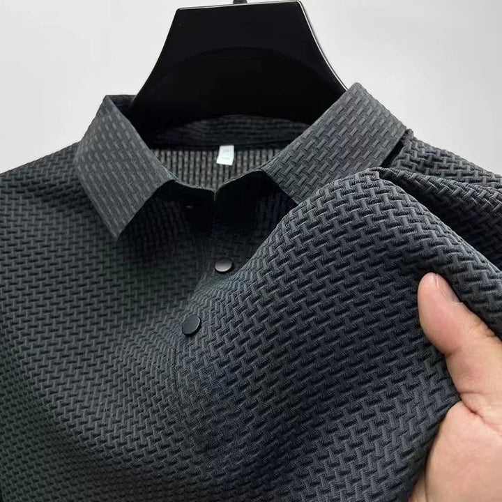 CALORA_ Korte Mouwen Zakelijke Poloshirt met Motief voor Mannen