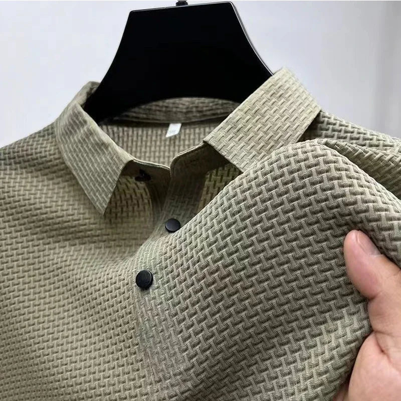 CALORA_ Korte Mouwen Zakelijke Poloshirt met Motief voor Mannen
