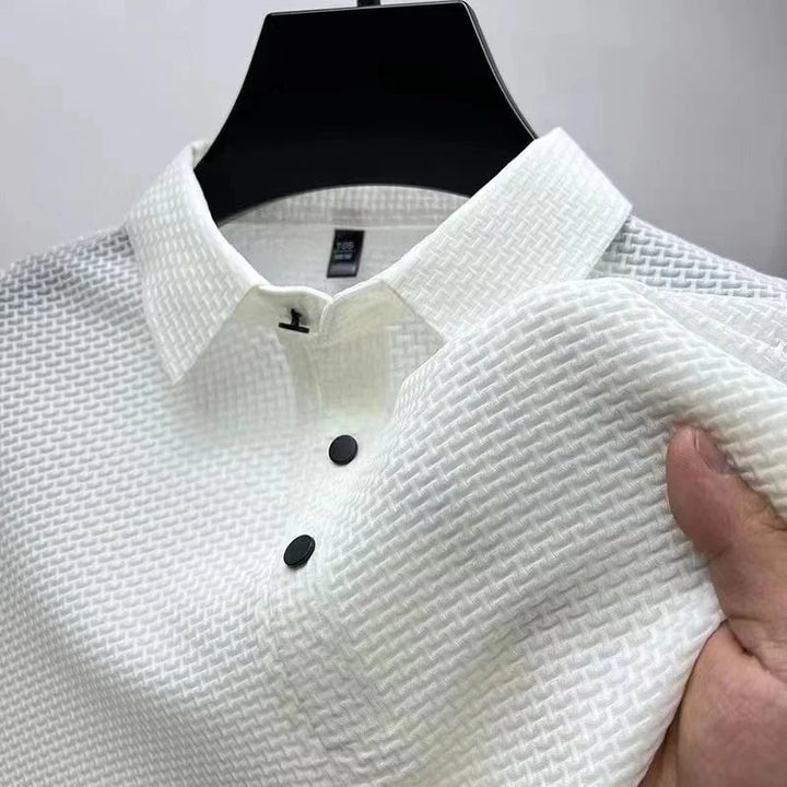 CALORA_ Korte Mouwen Zakelijke Poloshirt met Motief voor Mannen