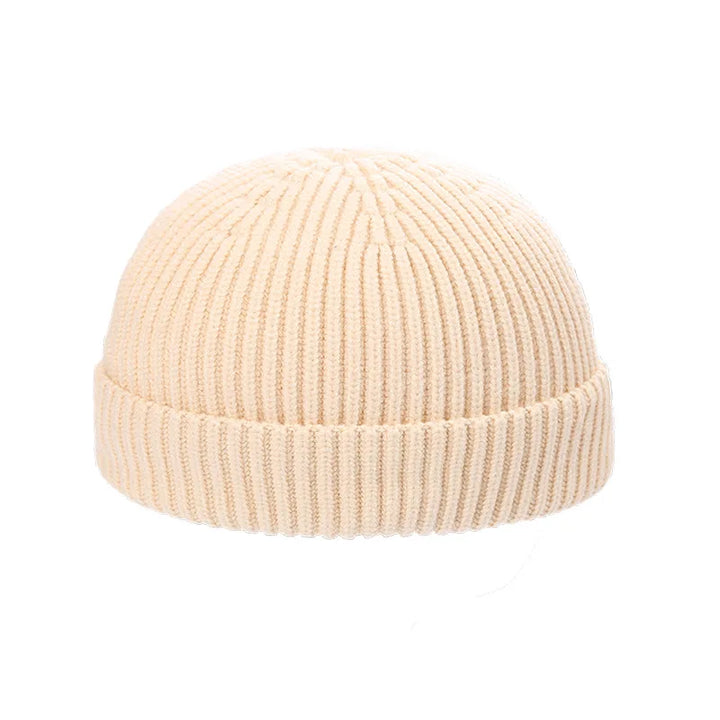 Korte Warme Gebreide Beanie Muts van Wol-Petten-Calora-Beige-53-59cm-Calora