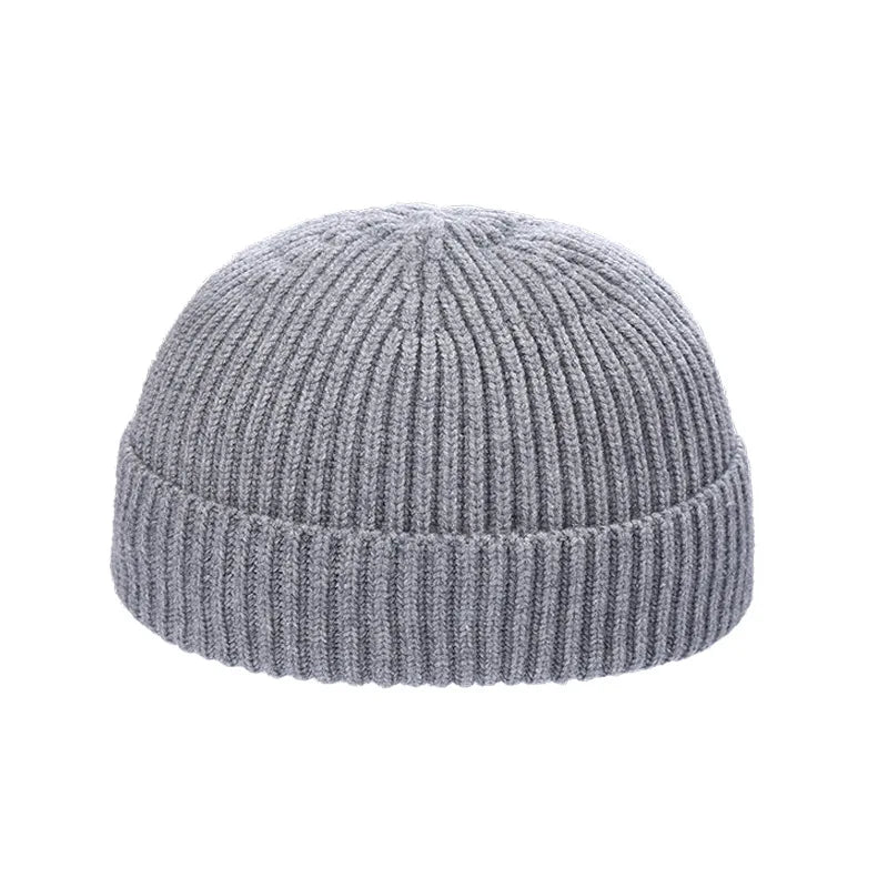 Korte Warme Gebreide Beanie Muts van Wol-Petten-Calora-Grijs-53-59cm-Calora