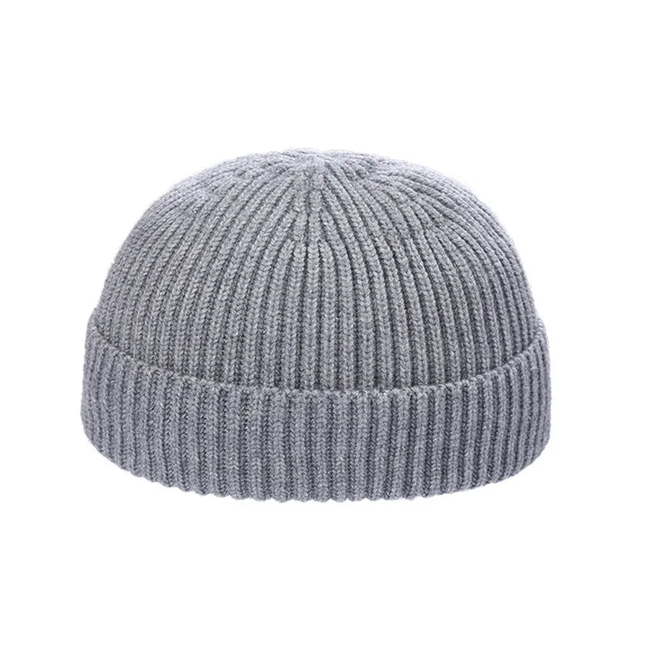 Korte Warme Gebreide Beanie Muts van Wol-Petten-Calora-Grijs-53-59cm-Calora