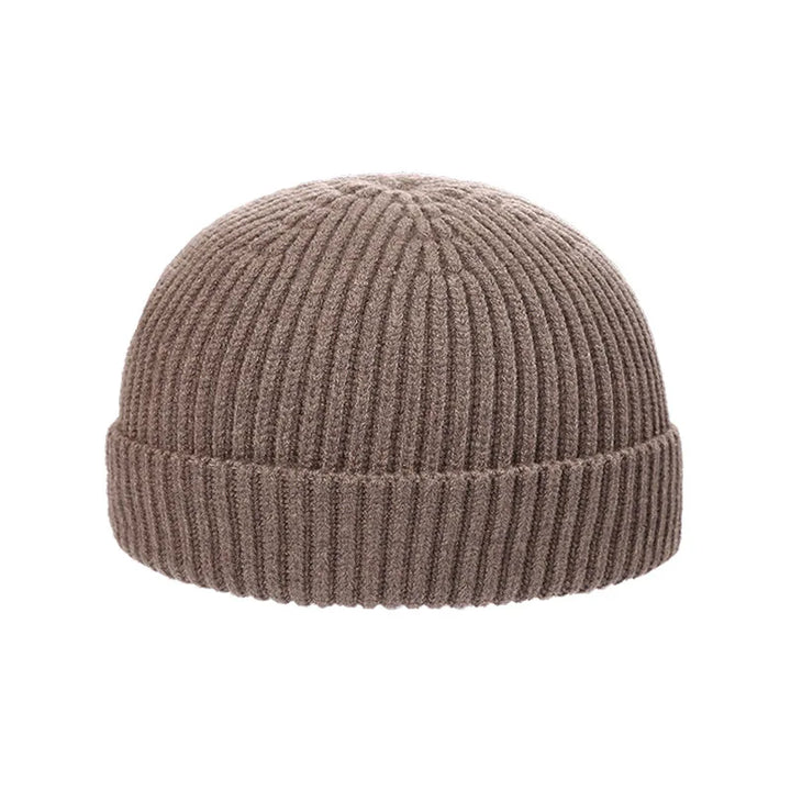 Korte Warme Gebreide Beanie Muts van Wol-Petten-Calora-Khaki-53-59cm-Calora