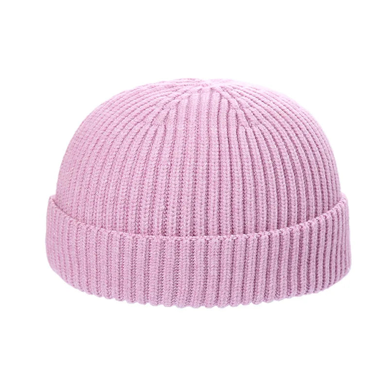 Korte Warme Gebreide Beanie Muts van Wol-Petten-Calora-Paars-53-59cm-Calora