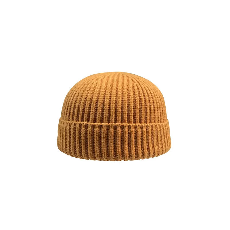 Korte Warme Gebreide Beanie Muts van Wol-Petten-Calora-Zwart-53-59cm-Calora