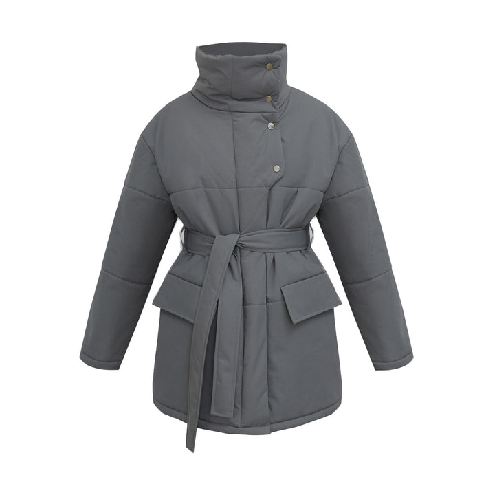 CALORA_ Kraaggewatteerde Winterjas met Tailleband en Snit voor Herfst/Winter