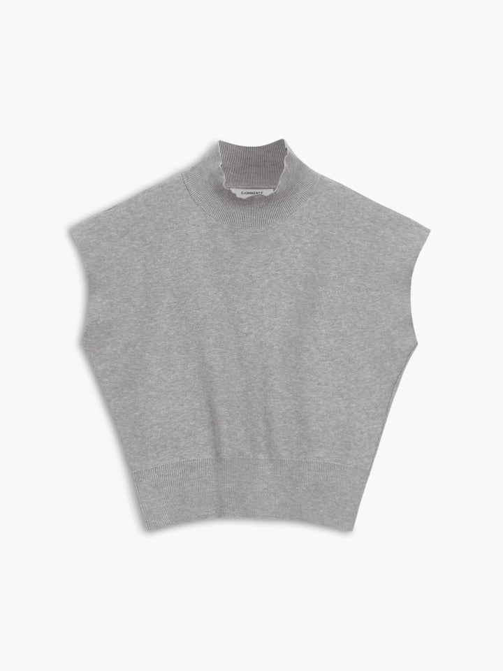 Krystal | effen pullover col top shirt-Blouses-Calora-Lichtgrijs-S-Calora