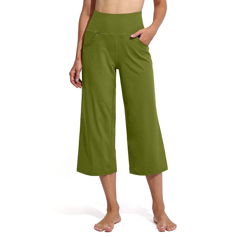 Kwart Taille Wijde Broek-Wijde Broeken-Calora-Groen-S-Calora