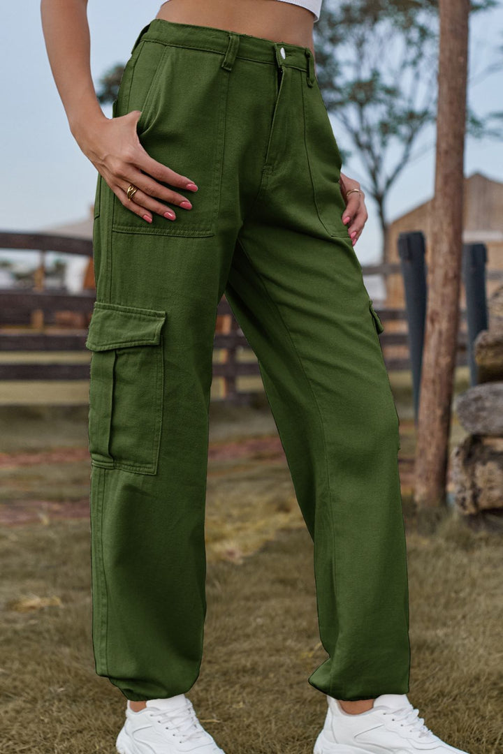Lange gekleurde Spijkerbroek met zakken-Pantalons-Calora-Zand-S-Calora